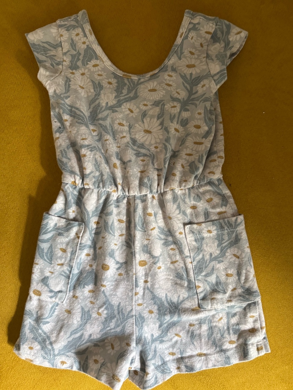 Girls' Light Blue Daisy Print Romper - Brand Unspecified